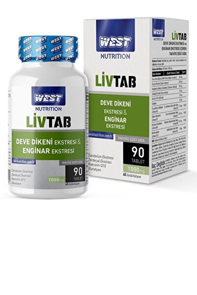 West Nutrition West Livtab Deve Dikeni Milk Thistle Enginar Karahindiba Ekstresi Ve Glutatyon 90 Tablet X 1000 Mg