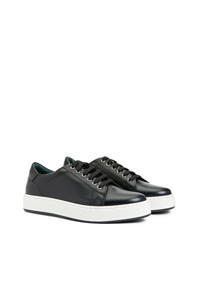George Hogg Siyah Kadın Deri Sneaker