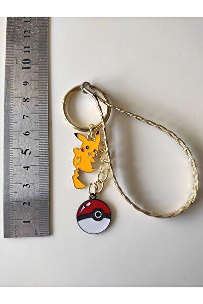 Esey Dizayn Pokemon Pikachu Poketopu Deri Aksesuarlı Anahtarlık