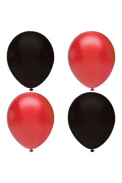 HKNYS Black - Red Pastel Latex Balloon Helium Compatible - 15 Pieces