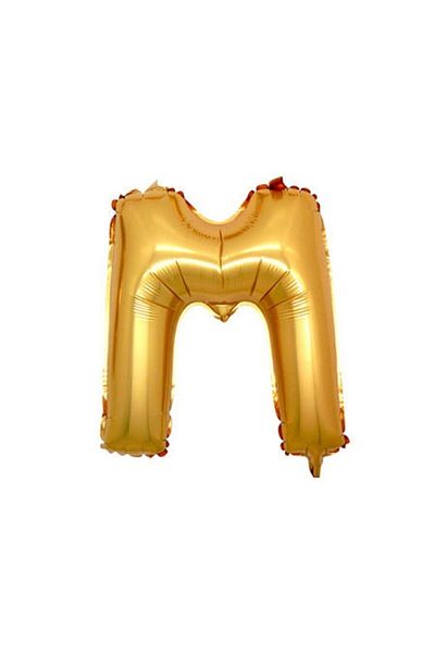 HKNYS بالون فويل ملون بحرف M ذهبي (ذهبي) - 40 سم - بالون فويل اسم الحرف