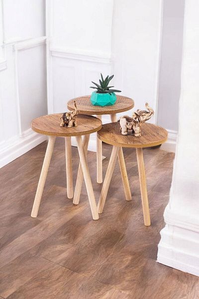 HESA 3-Piece Flower Patterned Nesting Table - Multi-Purpose Use