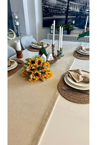 Decamor home Бежевий бігунок з оксамитовою текстурою, що не залишає плям (СЕР...