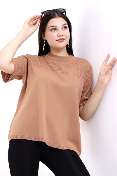 GND Pulover de damă cu guler cu motive - mânecă scurtă