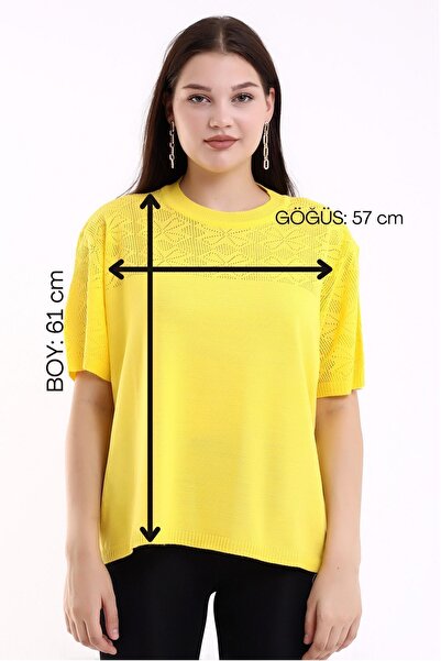 GND Pulover de damă cu guler cu motive - mânecă scurtă