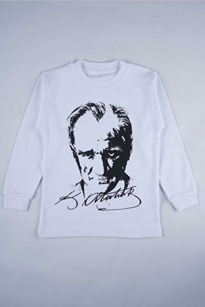 blausee wear Детска тениска с качулка Atatürk - 23 април, 19 май, 29 октомври, 10 ноември, печат с флаг, обло деколте, дълъг ръкав