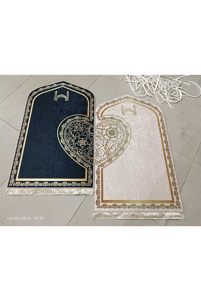 GÜRTAŞ Sponge Padded Velvet Fabric Prayer Coated Prayer Rug