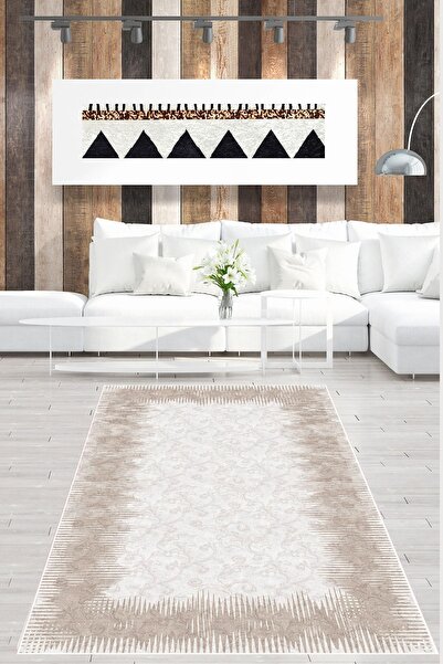 SÜNGERSAN Dijital Baskılı Kaymaz Taban Yıkanabilir Tay Tüyü Kumaş Oturma Odas...