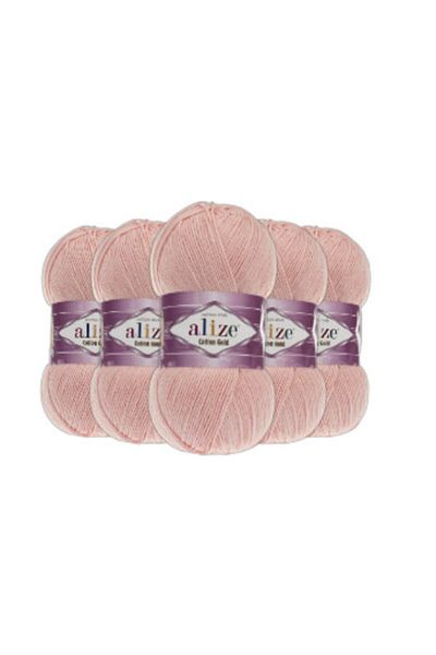 Alize Βαμβακερό χρυσό νήμα πλεξίματος χειρός 5 Pack Powder Pink 393