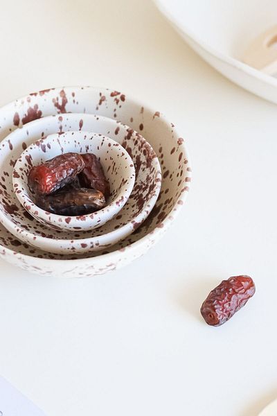 Beige & Stone Ceramic Brown Spotted Salad Bowl Breakfast Soup Presentation Bowl Set of 3