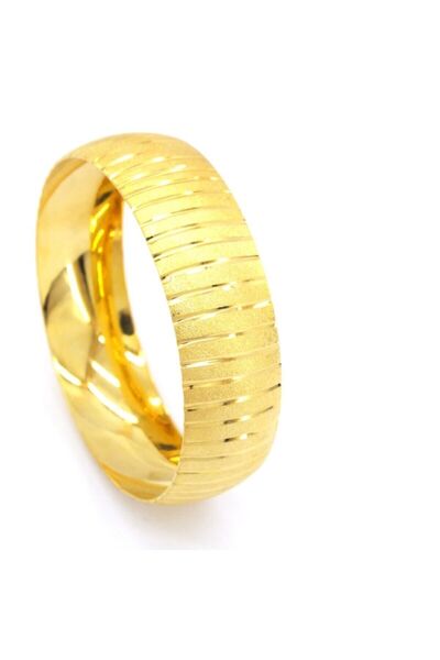 FerizZ 22 Ayar Altın Kaplama Düz Çizgili Bilezik 2 Cm Kalınlık