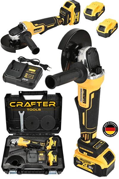 CRAFTERTOOLS Germany 36V 5Ah Profesyonel Kömürsüz Motor 125 MM Avuç İçi Şarjlı Taşlama Şarjlı Spiral