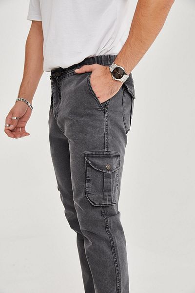 allymoda Men's Jeans Cargo Trousers Lycra Elastic Legs ALLY-209