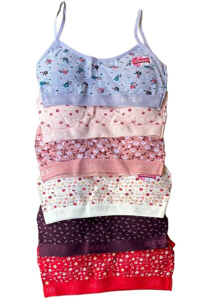 Dondeza Dondeza Patterned 3-Piece Bra and Bustier Set - with Rope Strap and Pad, Half Tank Top