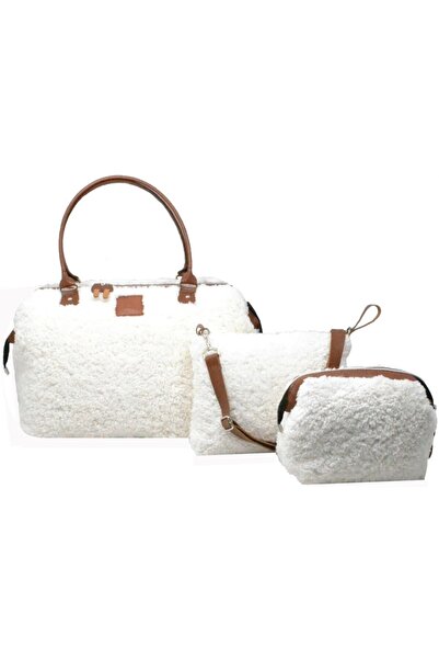 Babysi Mommy Bag Exclusive Ecru Lamb Plush Set of 3 Baby Mother Baby Care and...