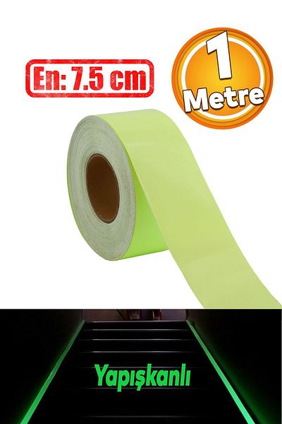 Badem10 7.5 cm Green Reflective Phosphorescent Strip Tape - Shining Width