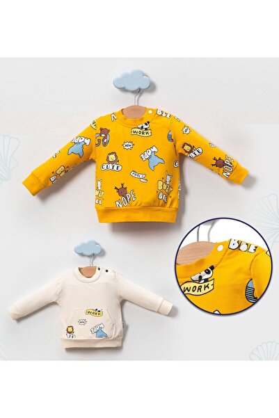 TİJK Baran Bebe Pearly Cute Animal Printed Baby Boy Sweatshirt