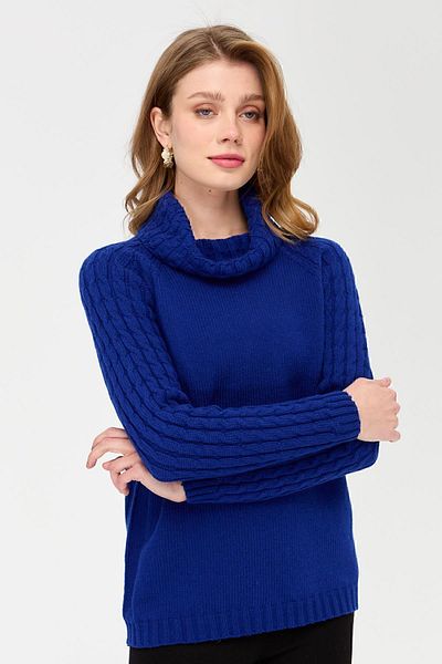 Desen Triko Pulover de lână tricotat de păr Degaje, cu mâneci și guler, K.S.Blue