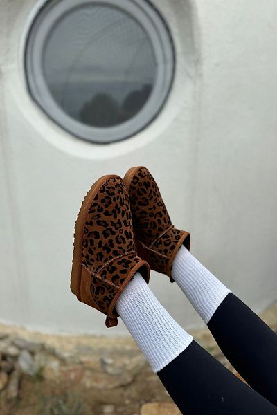SHOEBELLAS Cizme de damă din piele naturală și blană Praga Tan