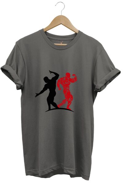 WİDİ GYMRegular Fit Sportsman Fitness Printed - 100% βαμβακερό μπλουζάκι με λ...