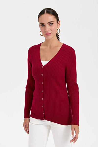 Desen Triko Cherry Women's Cardigan - Seamless V-neck