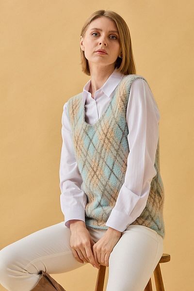 Desen Triko Pulover de damă cu model Argyle 14