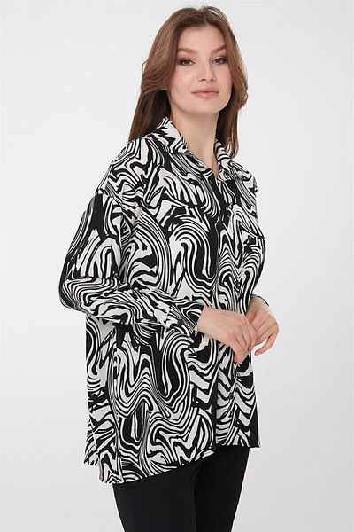 Desen Triko Cămașă de damă cu model zebră neagră