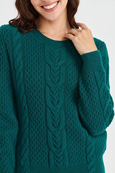 Desen Triko Pulover de lână tricotat cu guler zero pentru femei K.Ö.başı