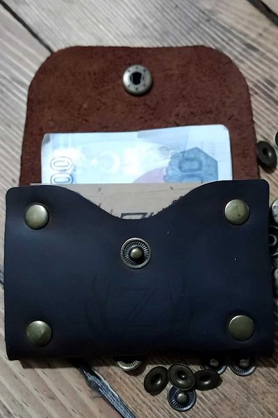 Z ZDK Leather Craft MySun - Portofel pentru carduri minimal cu fermoar și fermoar