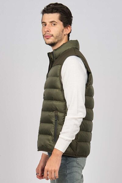 Desen Triko Men's Quilted Puffer Vest 02421493 Khaki