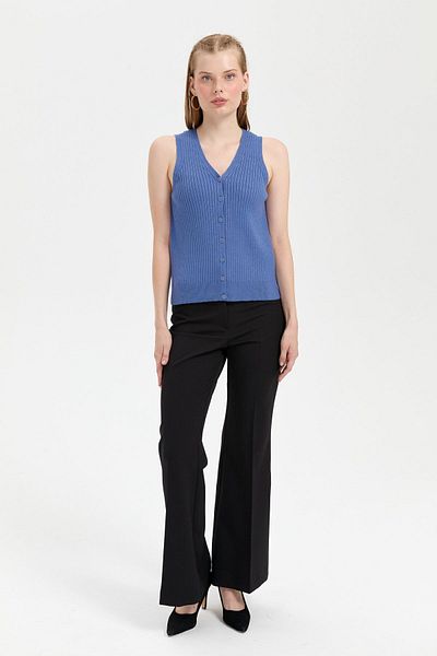 Desen Triko Indigo Women's Vest - V-neck, Seamless