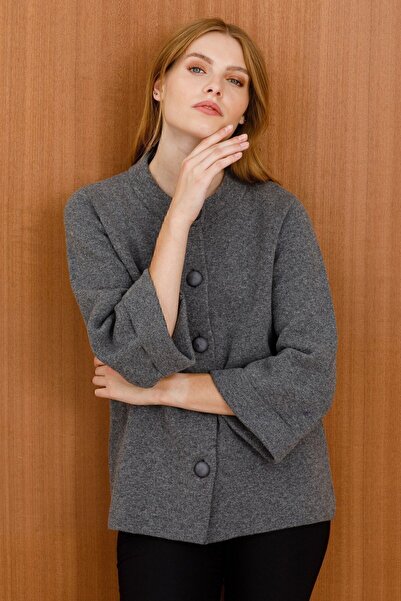 Desen Triko Γυναικείο παλτό με γιακά καπνιστό