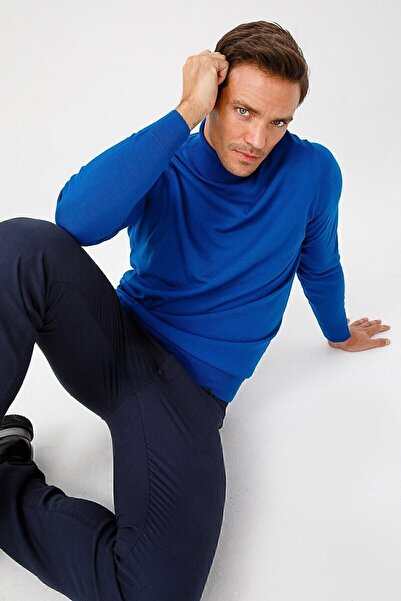 Desen Triko Чоловічий базовий тонкий трикотажний светр-рибалка Saks