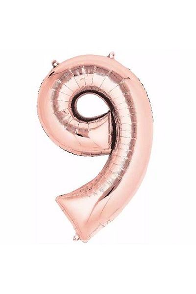 Partioutlet Rose Gold 9 Number Foil Balloon 100 Cm