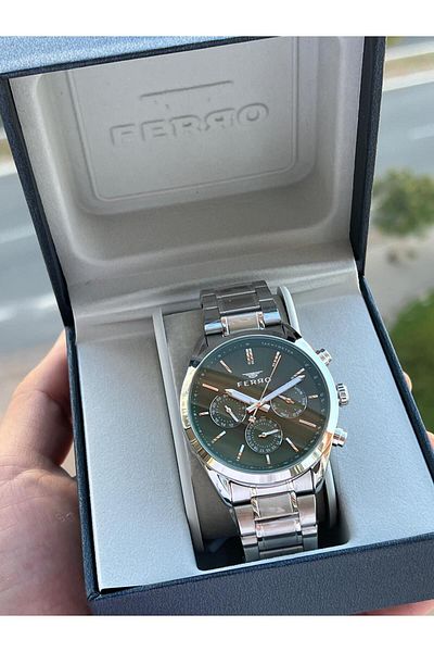 FERRO 30 Mt Waterproof Men's Wristwatch - Steel Cord, Chronograph Function Efm.11463.A6