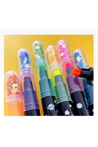 Modellino 6Pcs Star Printed Stamp Seal Sequin Magic Highlighter