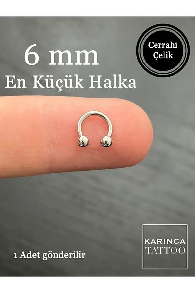Karınca Piercing 6 mm Half Ring Ear Cartilage Tragus Forward Helix Rook Piercing - Smallest