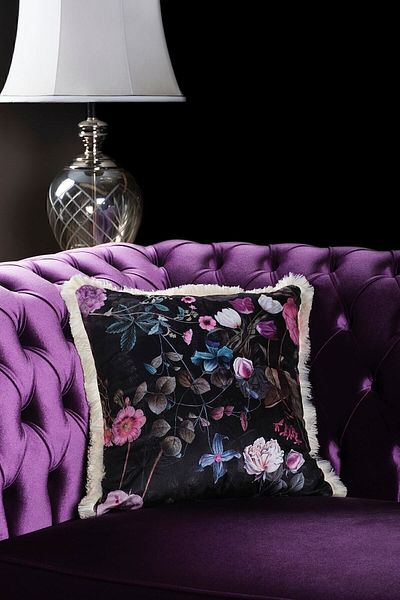 ÖZENEV Luxury Velvet 43X43 cm Soft Living Room Sofa Avant-Garde Fringed Black