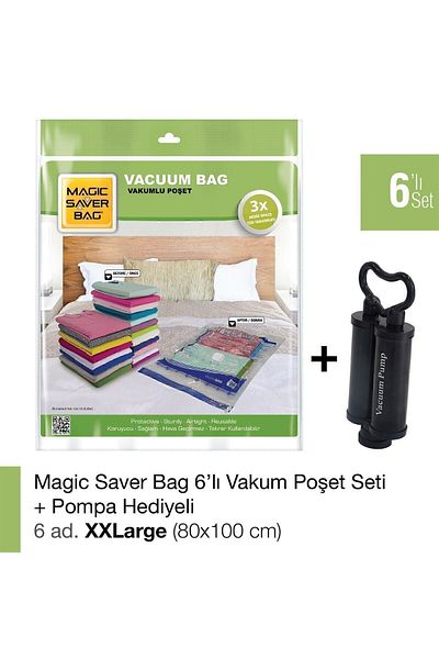 Magic Saver Bag 6-Piece Xxlarge Vacuum Bag Set + Pump Gift