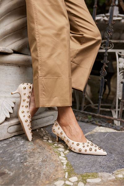 ANGELİNA JONES Stiletto damă Trock Cambi din piele lacuită maro bej