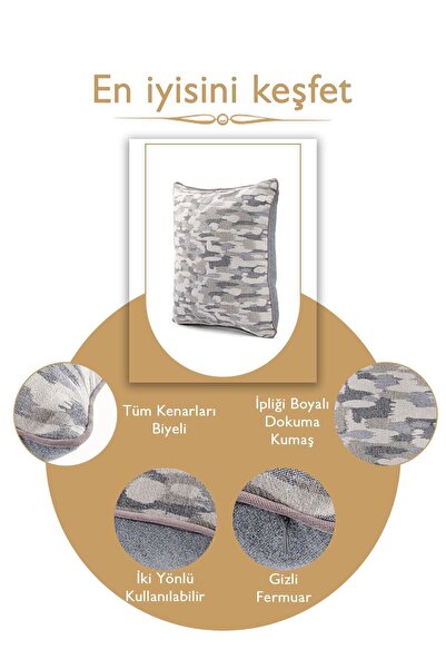 ÖZENEV 43x43 Special Design Υφαντό κάλυμμα μαξιλαριού ριχτάρι - Κρυφό φερμουάρ, Διακοσμητικό Σαλόνι Σωληνώσεων