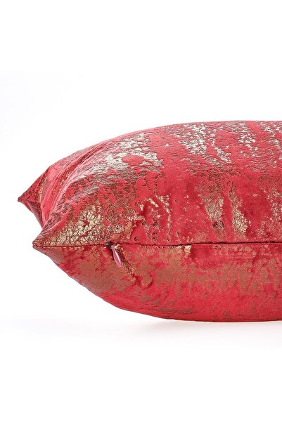 ÖZENEV Burgundy Copper Throw Pillow Cover Decorative Patterned Velvet Soft Living Room Sofa