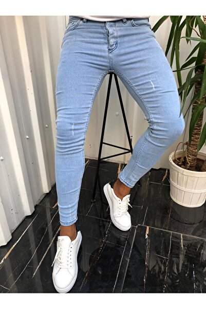 ukdwear Blugi pentru bărbați, albastru deschis, slimfit croială elastic material elastic