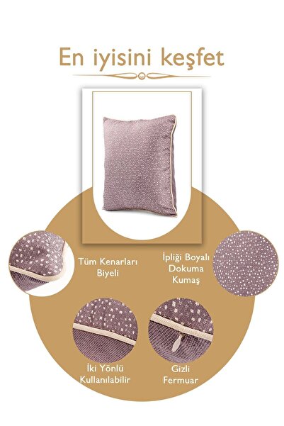 ÖZENEV Special Design 43x43 Woven Throw Pillow Cover with Piping Hidden Zipper Decorative Living Room