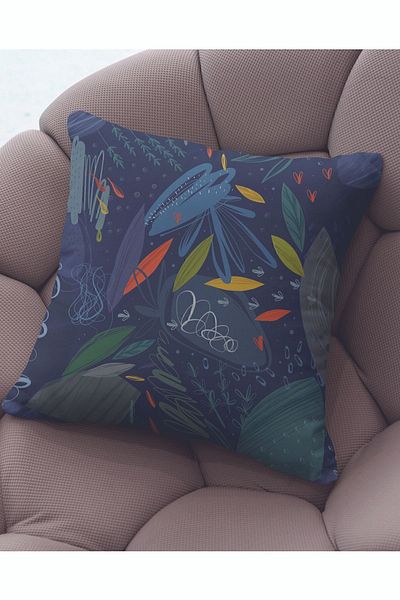 ÖZENEV 43X43 cm Velvet Throw Pillow Cover - Soft and Decorative Living Room Abstract Sea