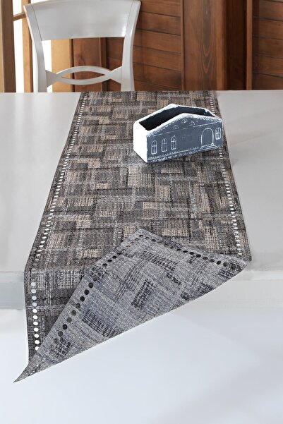 ÖZENEV Evine Özen Antrasit Runner Amerikan Servis Masa Örtüsü 40x140 Cm Veranda-04