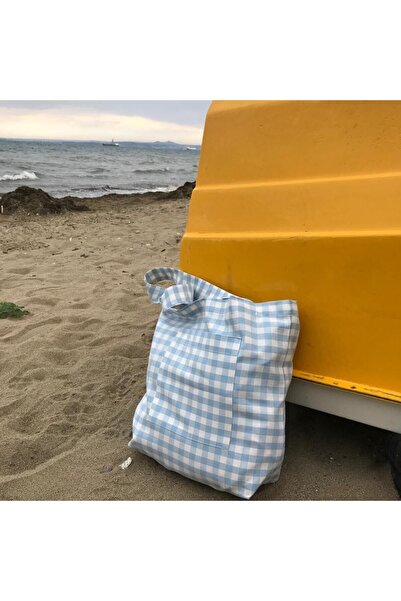 Sumicorn Design حقيبة قماش زرقاء كبيرة من القماش القطني صديقة للبيئة