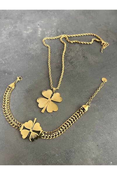 Genel Markalar Çelik Yonca Bileklik Çelik Yonca Kolye set & takım