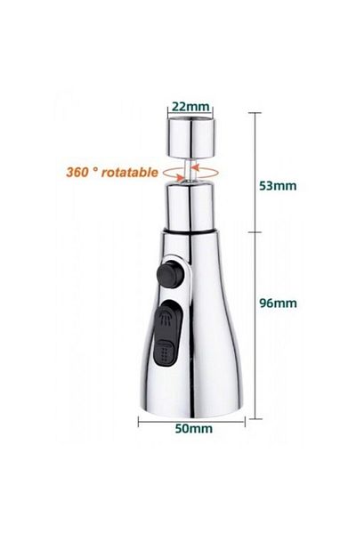 isgstore 3 Function Metallic Faucet Head with 720 Degree Swivel Head 1 Pc