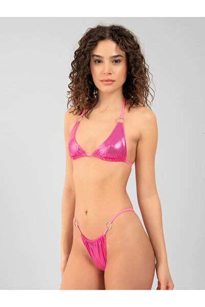 PINKYSWIM Metalik Parlak Pembe Bİkini Üstü